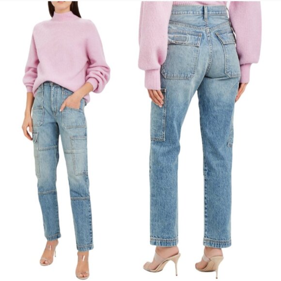 SLVRLAKE Savior High Rise Cargo Blue Jeans, Size 25 - Picture 2 of 16